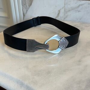 Chico's Black and Silver Geometric Belt
